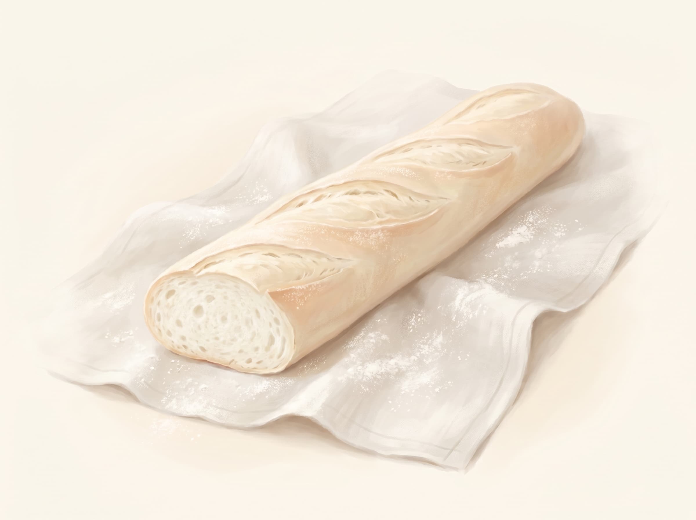Baguette blanche à l'ancienne, croûte très claire, mie fondante