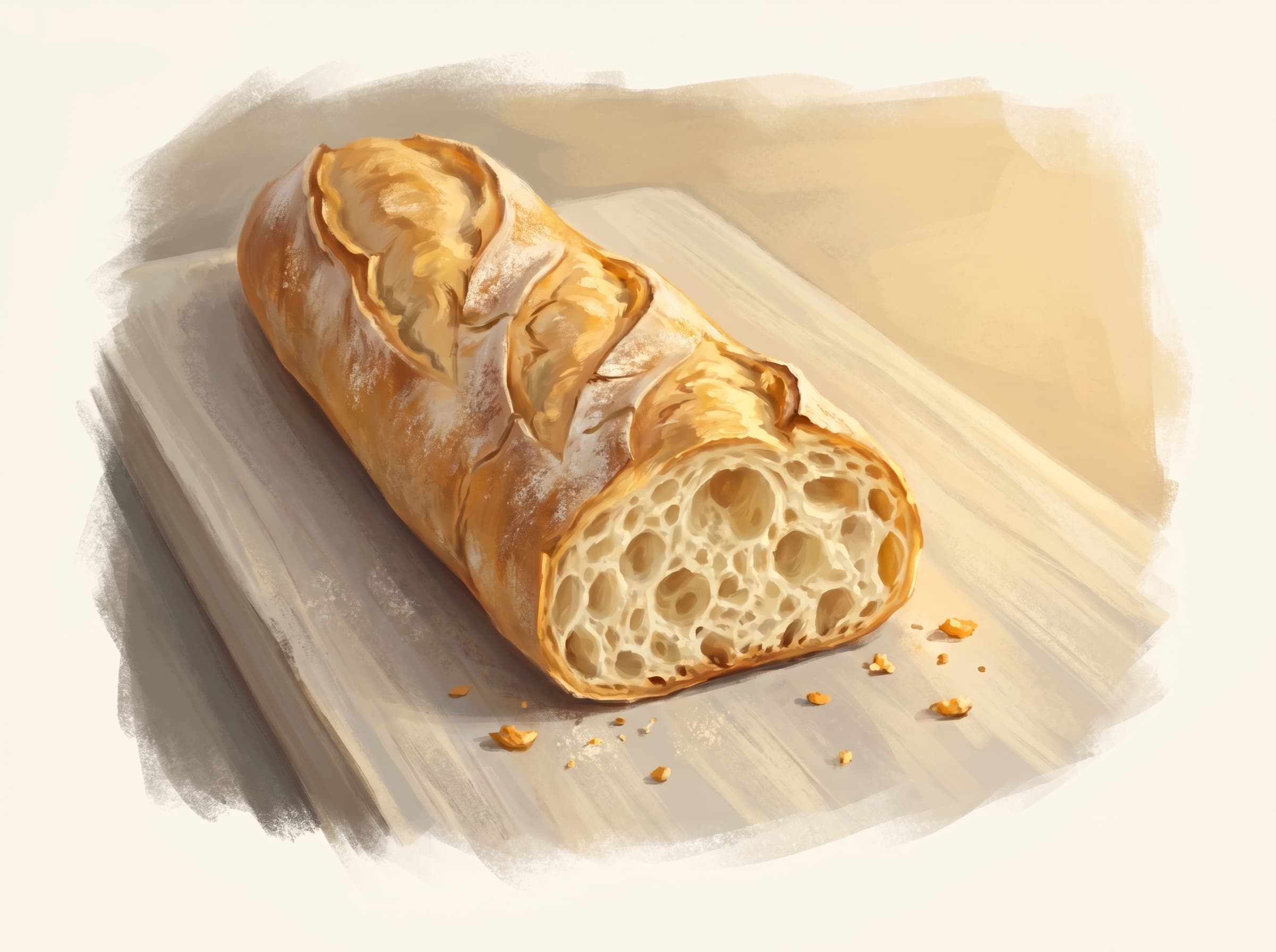 Baguette tradition au blé ancien, grigne ouverte, grandes alvéoles